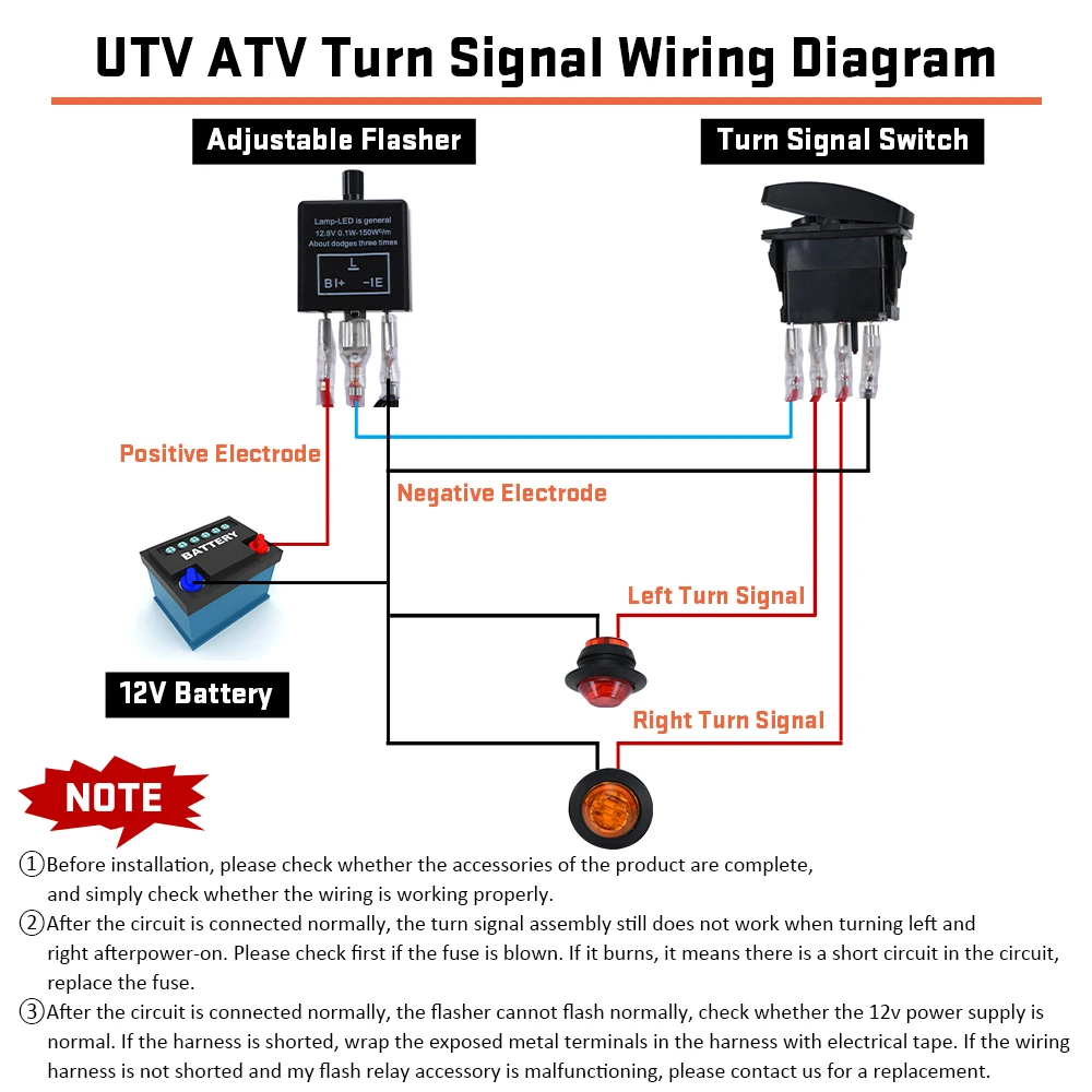 Universal 12v atv utv rocker switch turn signal kit rua legal com 8 lâmpadas de sinal esquerda & direita para polaris ranger rzr
