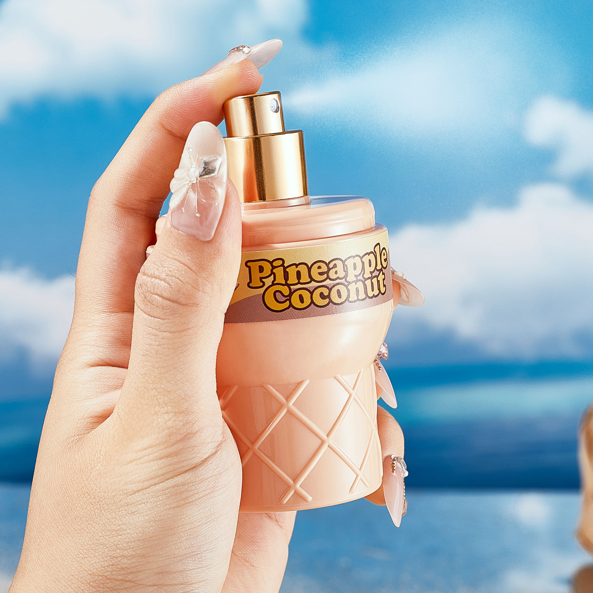 Spray corporal com fragrância de cone de sorvete - com aromas de chocolate e leite, fragrância de longa duração (produto cosmético) |   100ml/garrafa