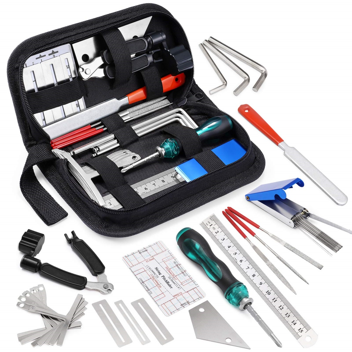 Miwayer 25-teiliges Set-Set für Gitarren-Reparaturwerkzeuge mit Tragetasche, perfektes Geschenk für Liebhaber von Musik- oder Saiteninstrumenten