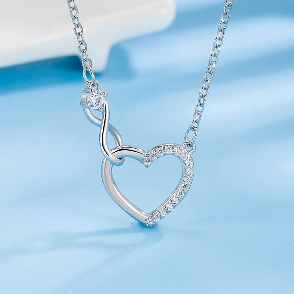 Dây Chuyền Bạc 925 Đính Đá Zircon Trái Tim Lồng Vào Nhau Dây Chuyền Cho Nữ Cao Cấp Chất Lượng Món Quà Trang Sức Nữ Miễn Phí Vận Chuyển Vật Dụng GaaBou