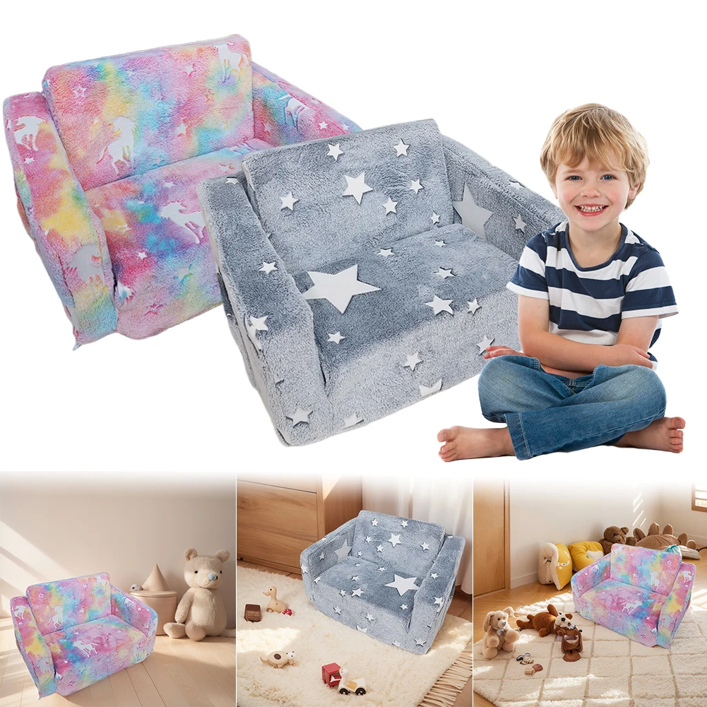 Glow in The Dark divano aperto Extra morbido divano convertibile per lettino Glow in Dark sedia convertibile in schiuma di peluche per ragazze e ragazzi