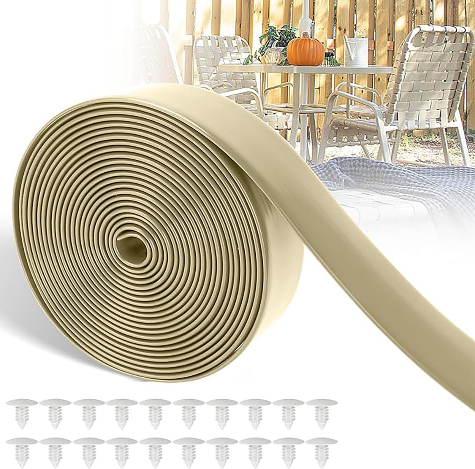 Alça de vinil para cadeira, faça você mesmo, fácil de instalar com 20 rebites, 2 "de largura x 10 pés de comprimento, tiras de reparo para cadeira de gramado, cadeiras de pátio ao ar livre
