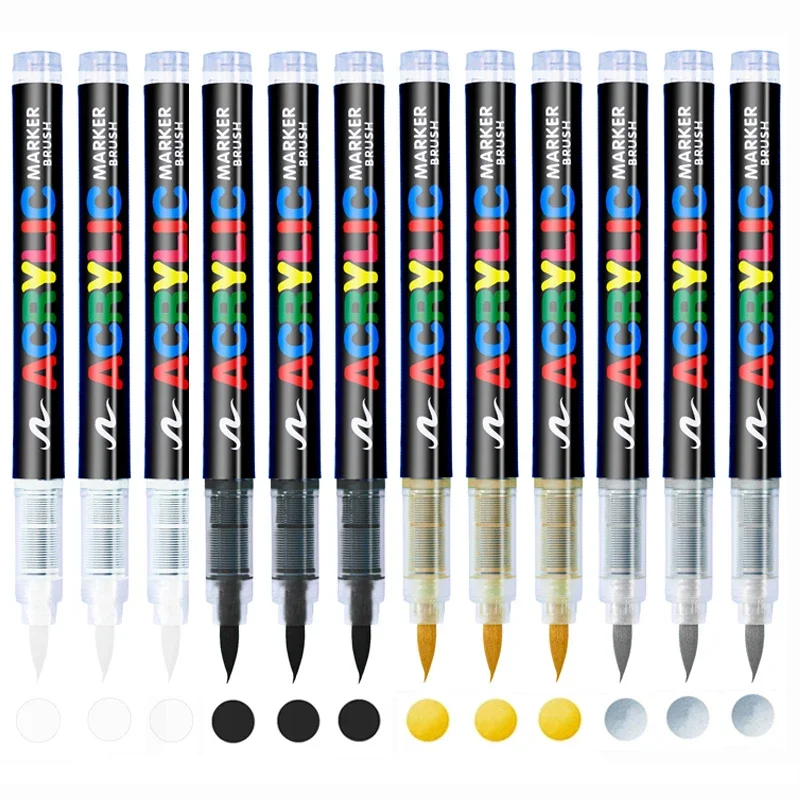 3pc Guangna8101 straight liquid soft-head acrylic marker pen opaque color stackable marker pen graffiti painting art paint brush