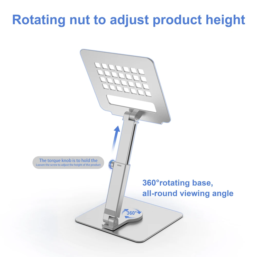 Portable Aluminum Tablet Stand Holder Desktop Folding Adjustable Rotating Metal Universal Stand for Ipad Pro Air Office Home Use