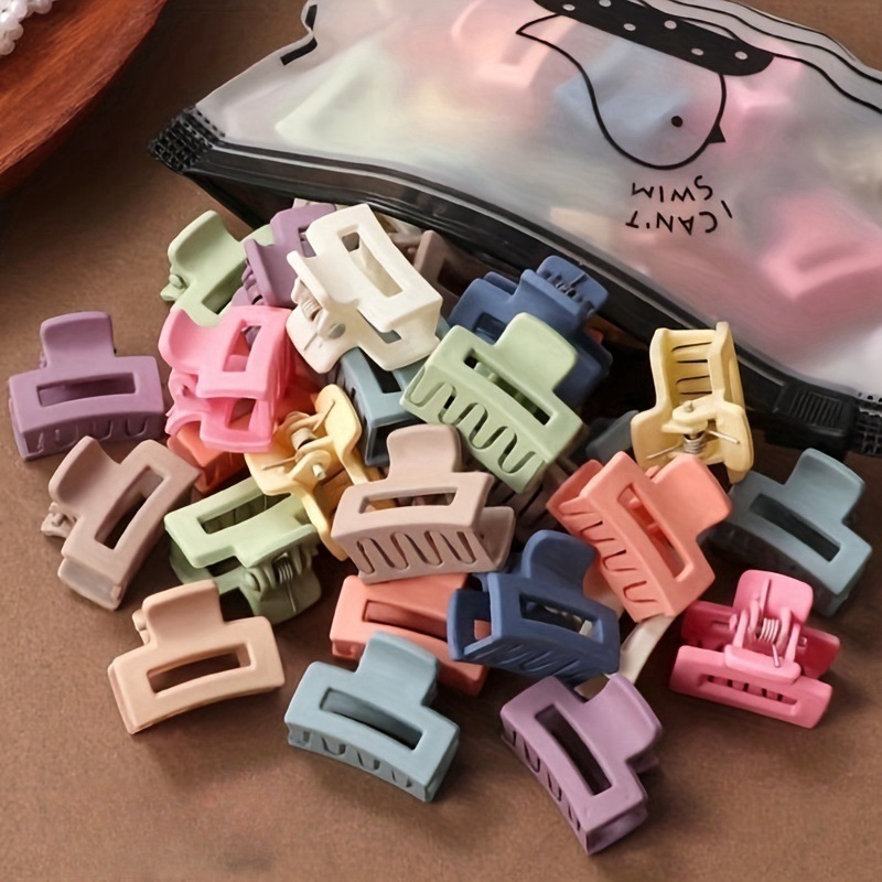 20 ชิ้น/ถุงสีทึบ Matte Hollow ผม Claw คลิปสี Candy จับ Barrettes สไตล์อุปกรณ์เสริมผมเหมาะสําหรับผู้หญิง
