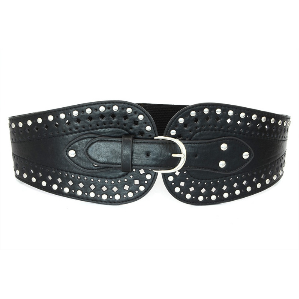 Accessoires en cuir PU pour femmes, nouveau design, mode, noir, marron, argent plaqué, structure élastique, environnement