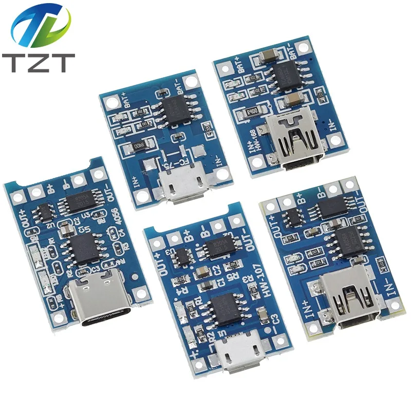 TZT Loại C/Micro USB 5V 1A 18650 TP4056 Sạc Pin Lithium Mô Đun Bo Mạch Sạc Với Bảo Vệ hai Chức Năng 1A Li-ion