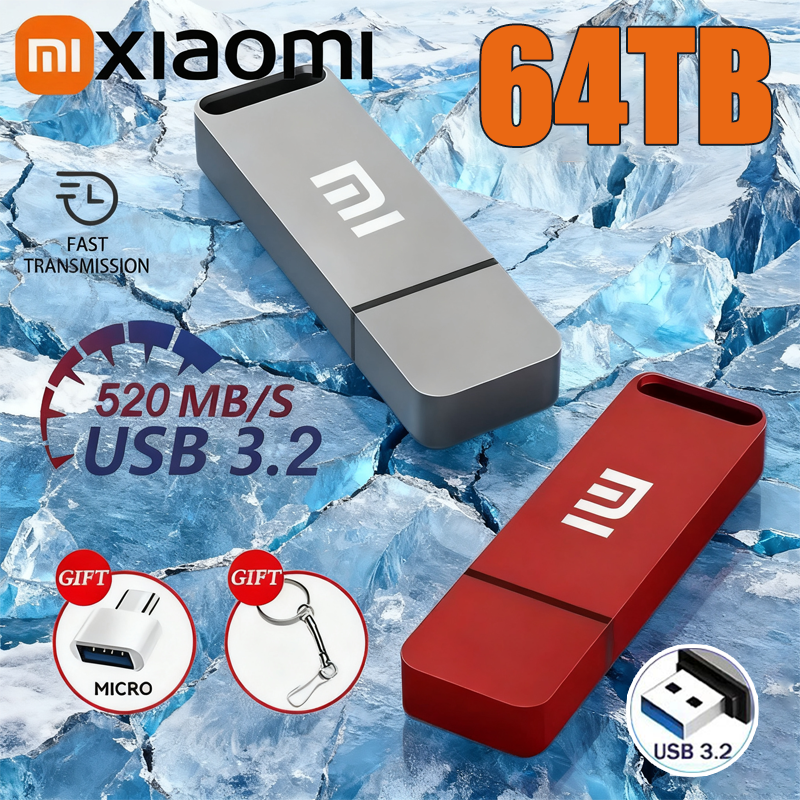 Оригинальный флэш-накопитель Xiaomi 64 ТБ USB 3,2, высокоскоростной флэш-накопитель Type-C, металлическая USB-накопитель для компьютерных устройств 2025