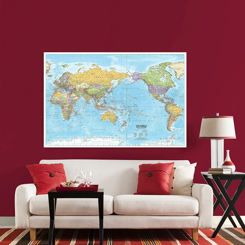 Wereldkaart 2012, stof grote poster print muur opknoping kunst achtergrond grafiek decor reisbenodigdheden in het Engels multi-size