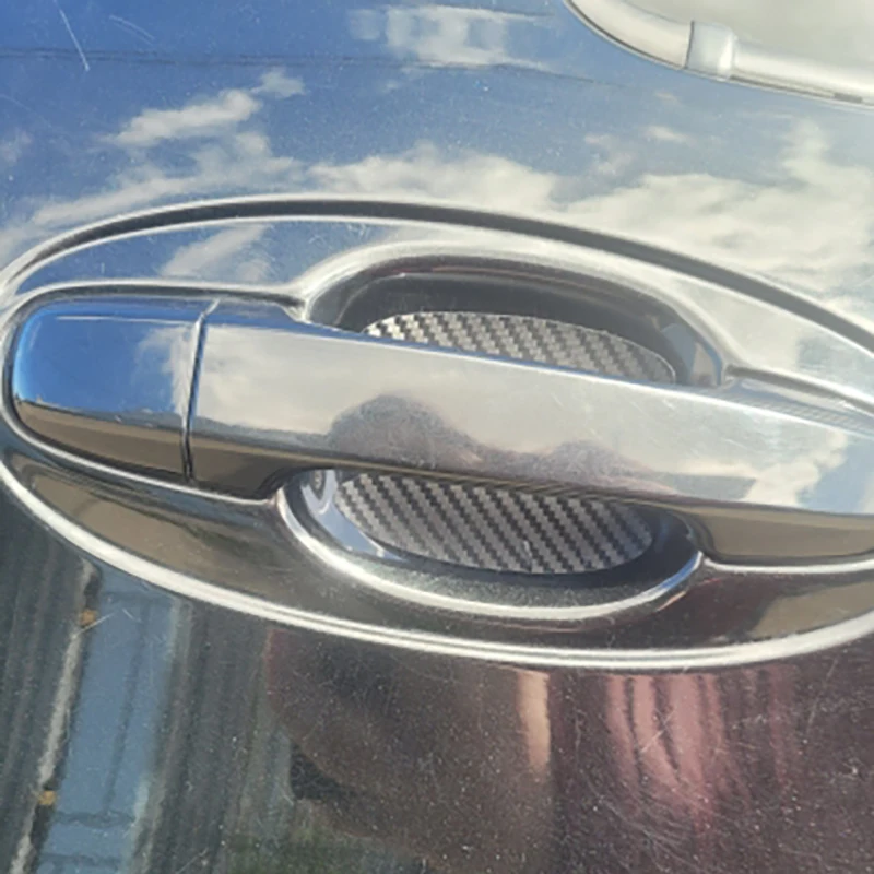 4 pçs/set estilo do carro molduras adesivo porta do carro adesivo de fibra carbono arranhões resistente capa auto lidar com peças filme proteção