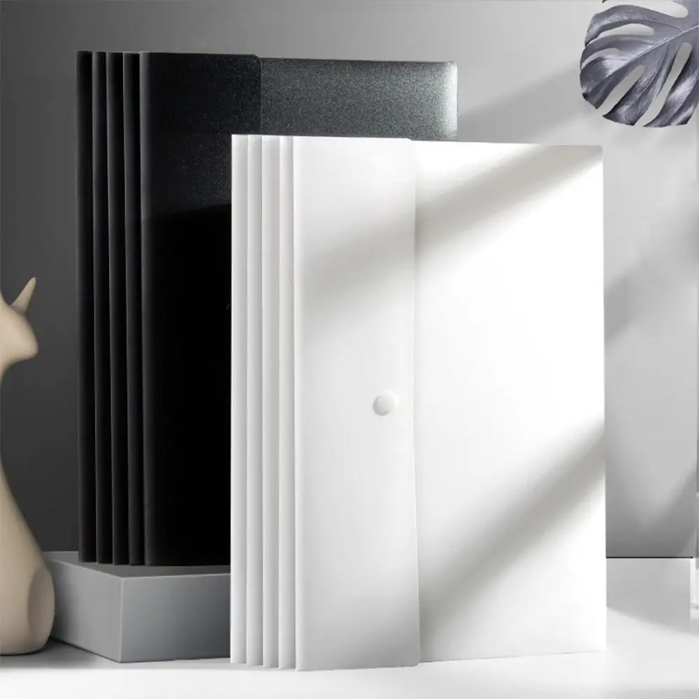 A4 A5 File Folder Pockets Jacket Plastic Envelope Flat Document Organizer with Snap Button Closure