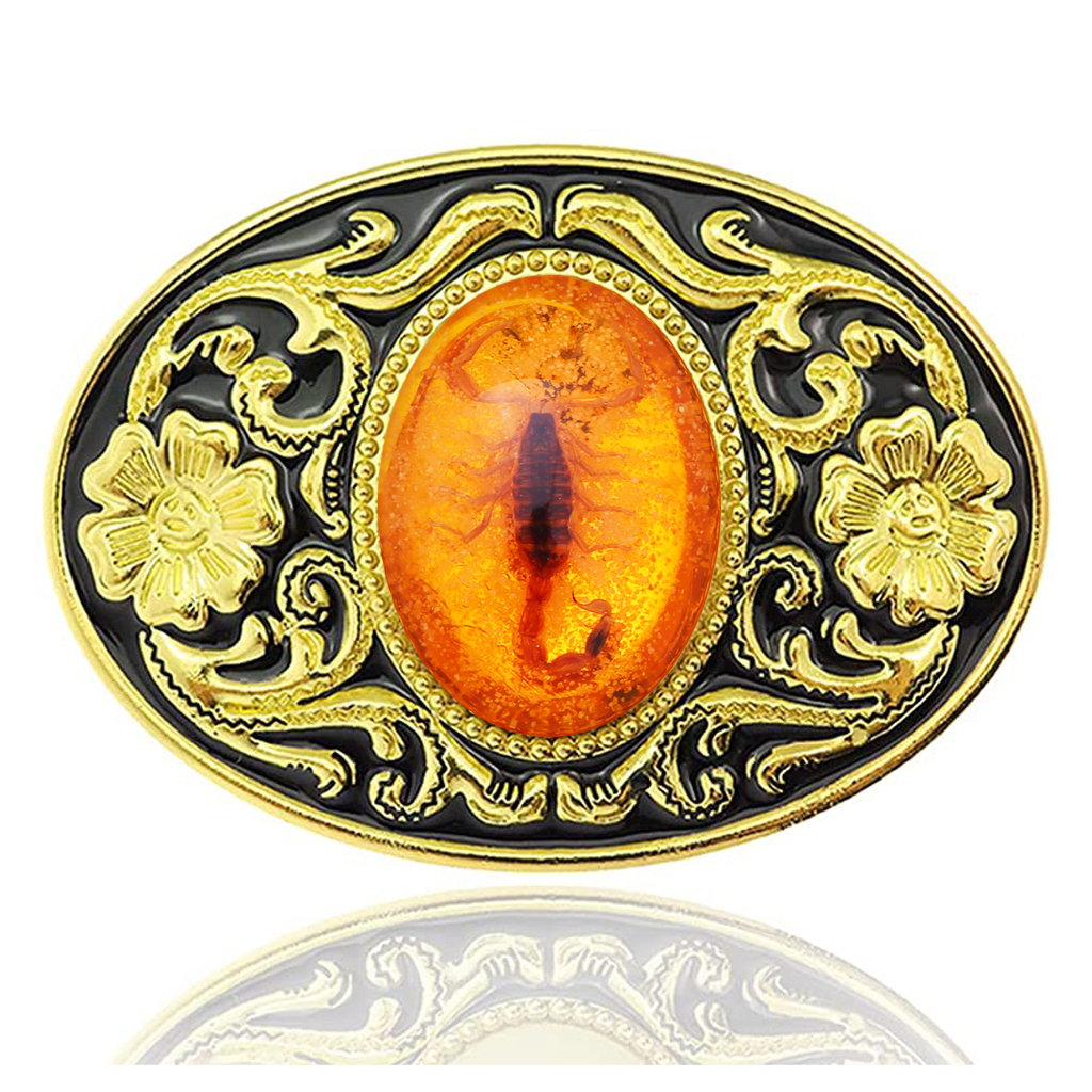 Goldlegierung Blumenmuster Tier Skorpion Gürtelschnalle Jeans Accessoires