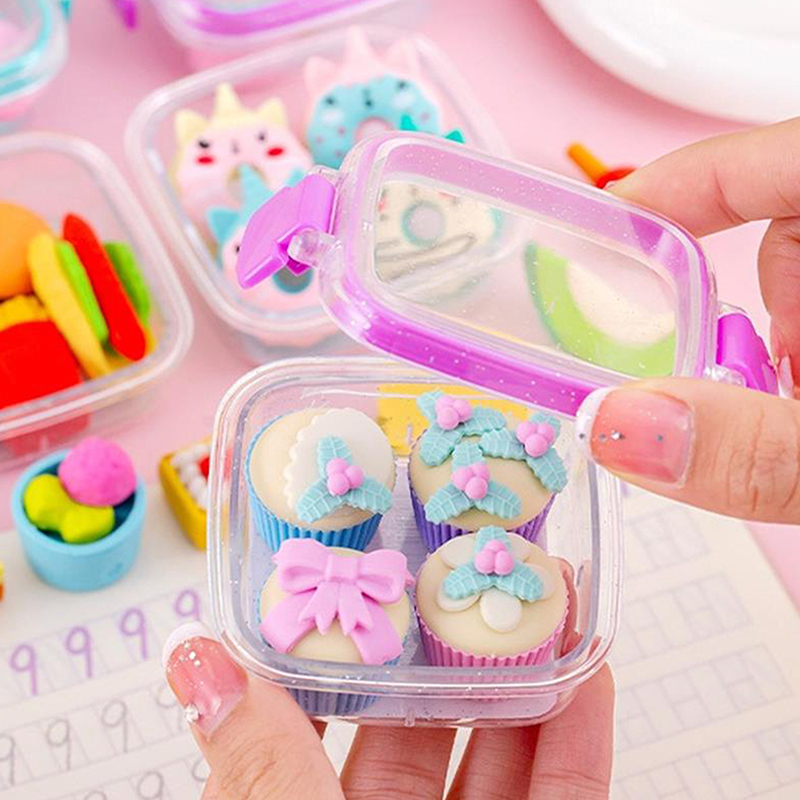 ランダム 1pc 弁当箱消しゴムセット素敵な消しゴムソフト鉛筆消しゴム学生文具用品絶妙な賞品ギフト