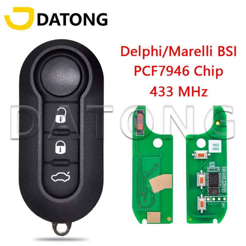 Автомобильный ключ Datong World для Fiat 500L Ducato Citroen Jumper Peugeot Boxer Marelli Fiat 500 Doblo Grande Punto Delphi PCF7946 433 МГц