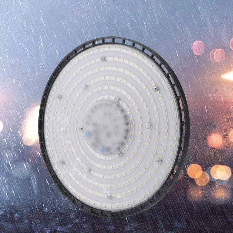 Luces LED OVNI superbrillantes de 100/150/200W para techo alto, lámparas impermeables para comercial, Industrial, para mercado, almacén, garaje, taller y garaje