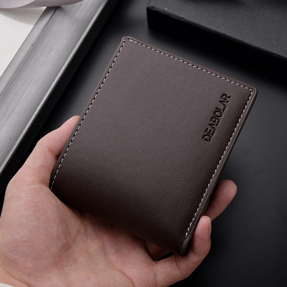 Pu Leder Männer kurze Brieftasche dünnen Stil Klapp junge Männer Kreditkarten halter Brieftasche