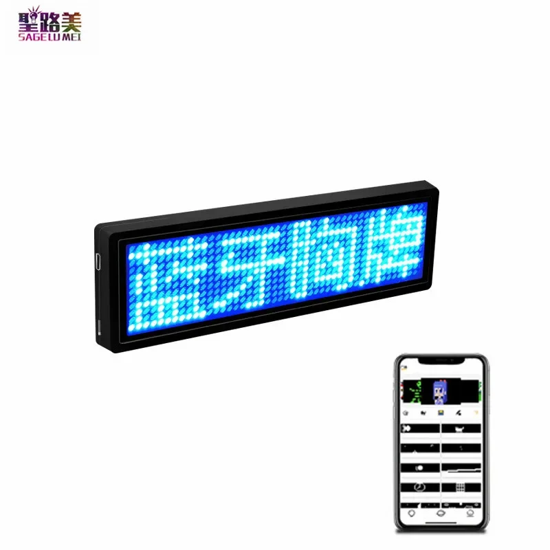 Wiederaufladbares Bluetooth-Digital-LED-Abzeichen zum Selbermachen, programmierbare Scrollnachricht, Mini-LED-Namensschild, 15-Display-Sprachen, Abzeichenmodul