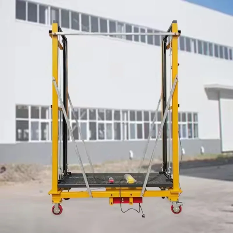 Andaime de alumínio leve com capacidade de 500kg, design telescópico portátil com proteção de segurança para projetos de decoração de interiores