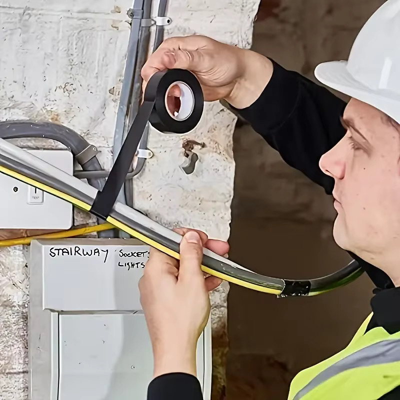 Cinta eléctrica de caucho negro resistente a altas temperaturas de 50 m, adhesivo aislante duradero y suave, utilizado para uso industrial, doméstico