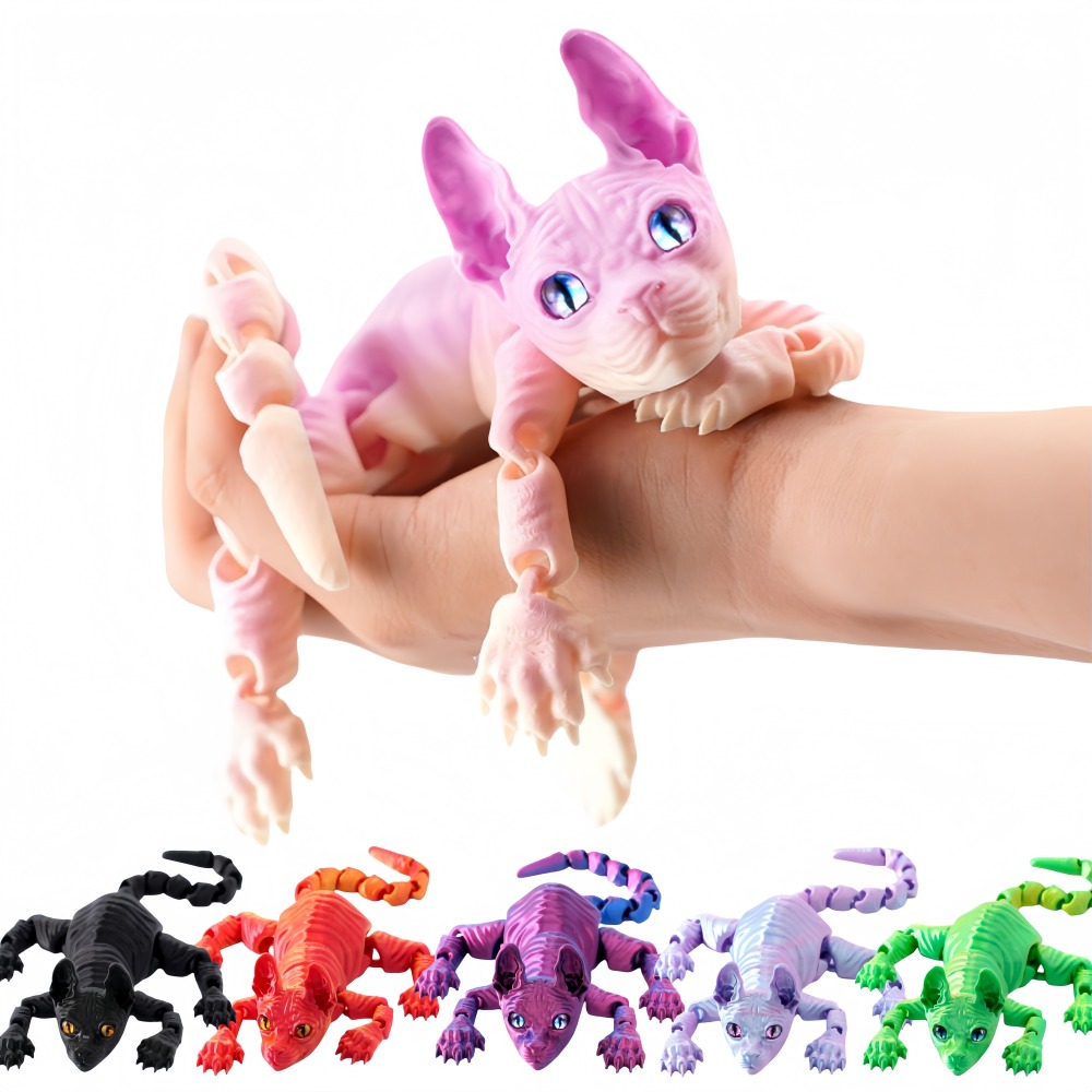 3D печатный сфинкс кошка непоседы игрушки реалистичная безволосная фигурка шарнирный кот забавная игрушка для любителей кошек коллекционер украшение дома