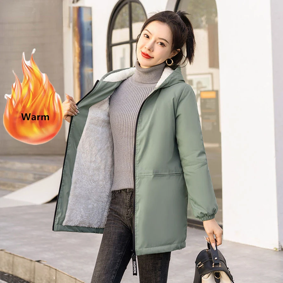 2023 warme Dicke Winter Jacke Baumwolle Gepolsterte Verdicken Fleece Mantel Frauen Parkas Mantel Schnee Tragen Windjacke Lose Jacken