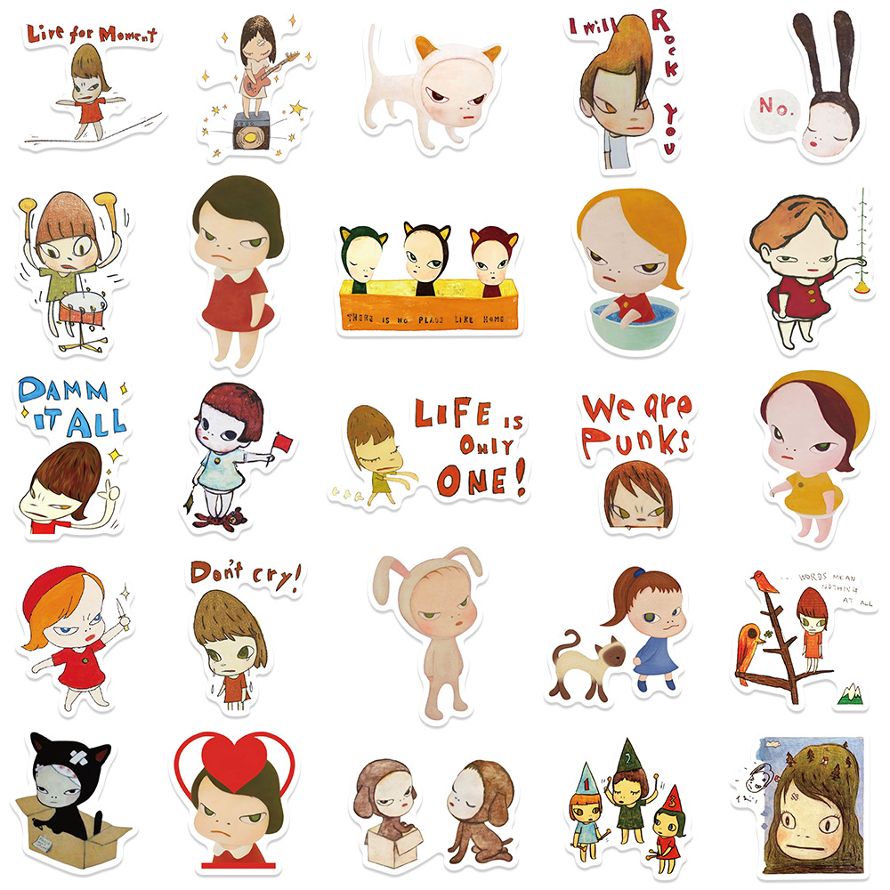 50 pçs japão nara yoshitomo adesivos bonito decalque portátil motocicleta bagagem snowboard geladeira telefone carro adesivo à prova dwaterproof água