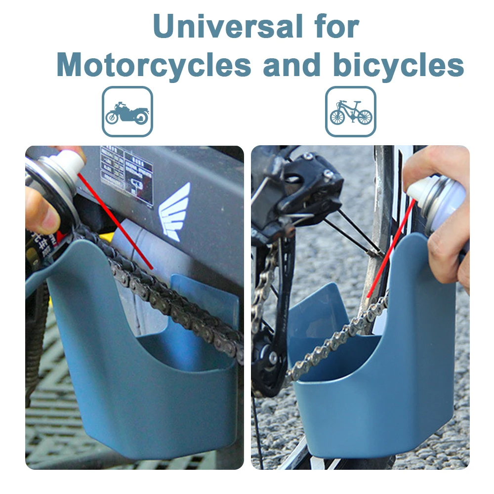 Agente per strumenti di conservazione dell'olio per catena per bici da moto Ampiamente usato Cassetta degli attrezzi antispruzzo per olio per catena Strumento a prova di spruzzi di olio per la pulizia della catena