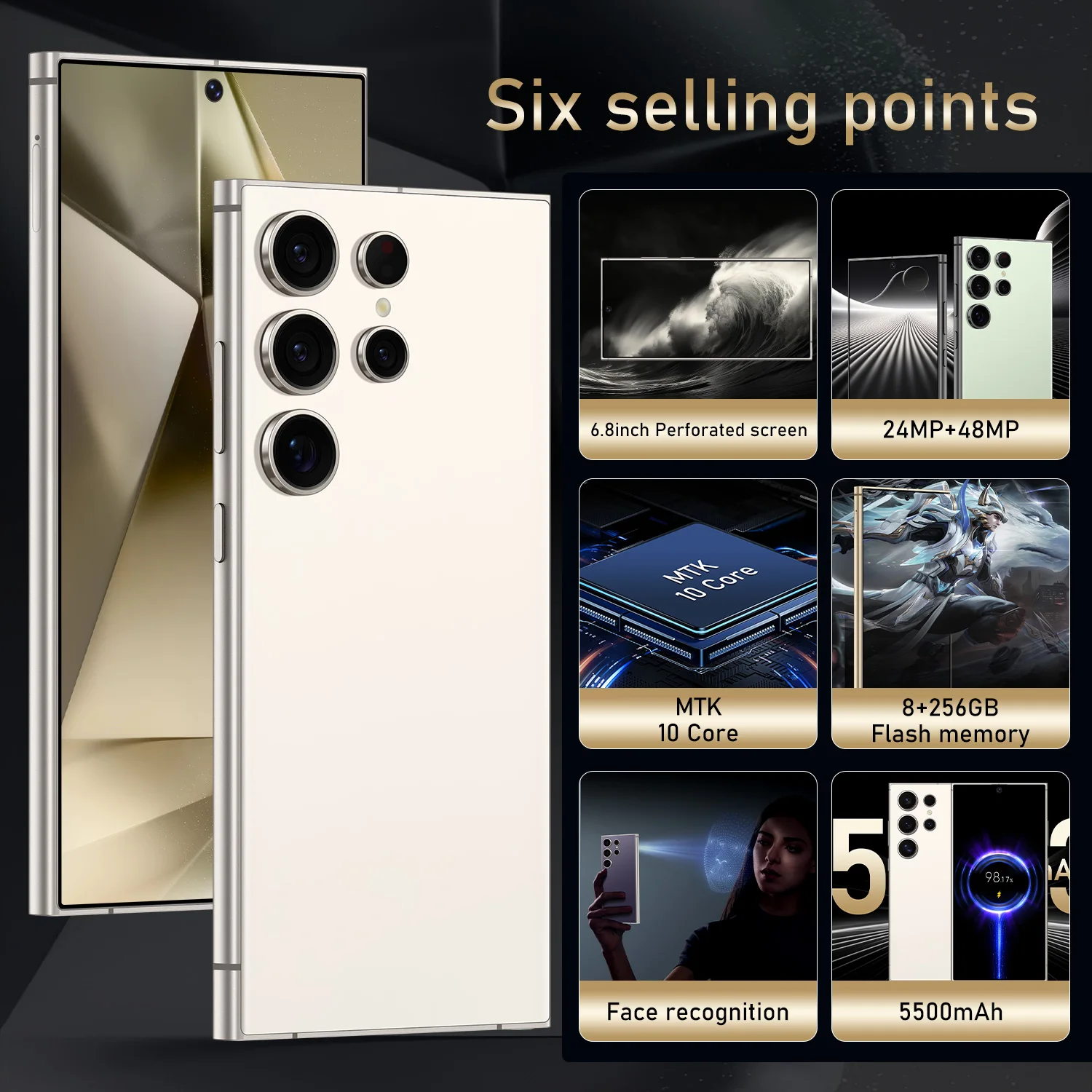 S24 Ultra, teléfono inteligente Android, 6,8 pulgadas, 8 GB de RAM, 256 GB, 512 GB de 1 TB ROM, doble SIM, teléfono móvil, Google Play Store, 24 + 48 MP, 5500 mAh