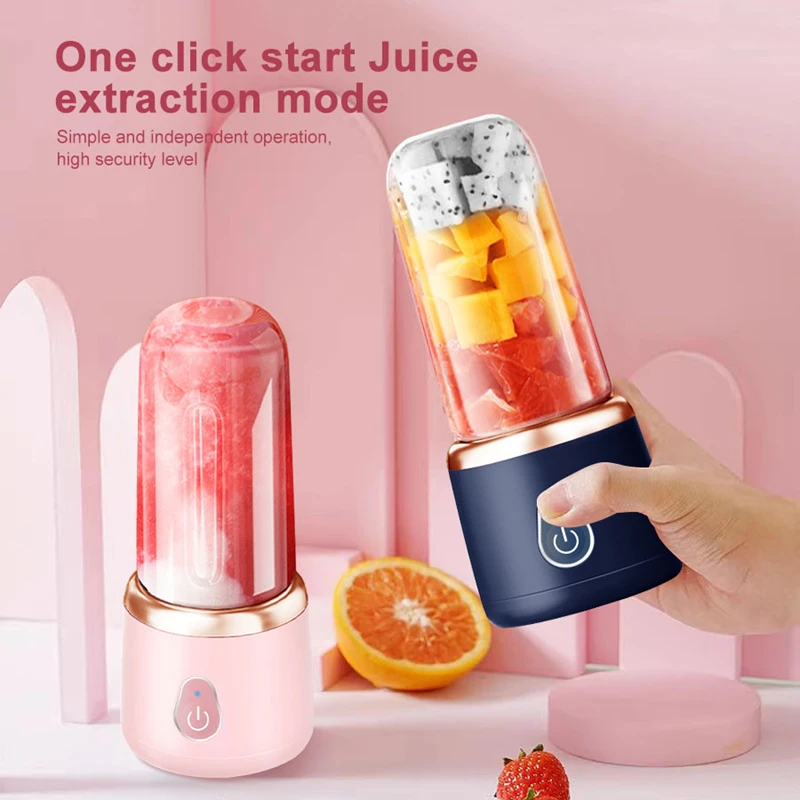 Portable Juicer for Shakes Smoothies Rechargeable USB 400ML Traveling Fruit Juicer Double Cup Fruit Blender Juicer Cup