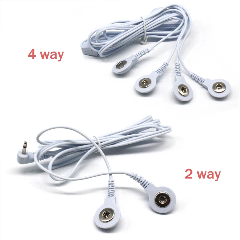 2-Wege + 4-Wege-Maschinenmassagegerät, Knopfkabel, Elektroden-Elektrodenpads, Standard-Verbindungsmassage für TENS-Geräte, Leitungsdrähte, Kabel