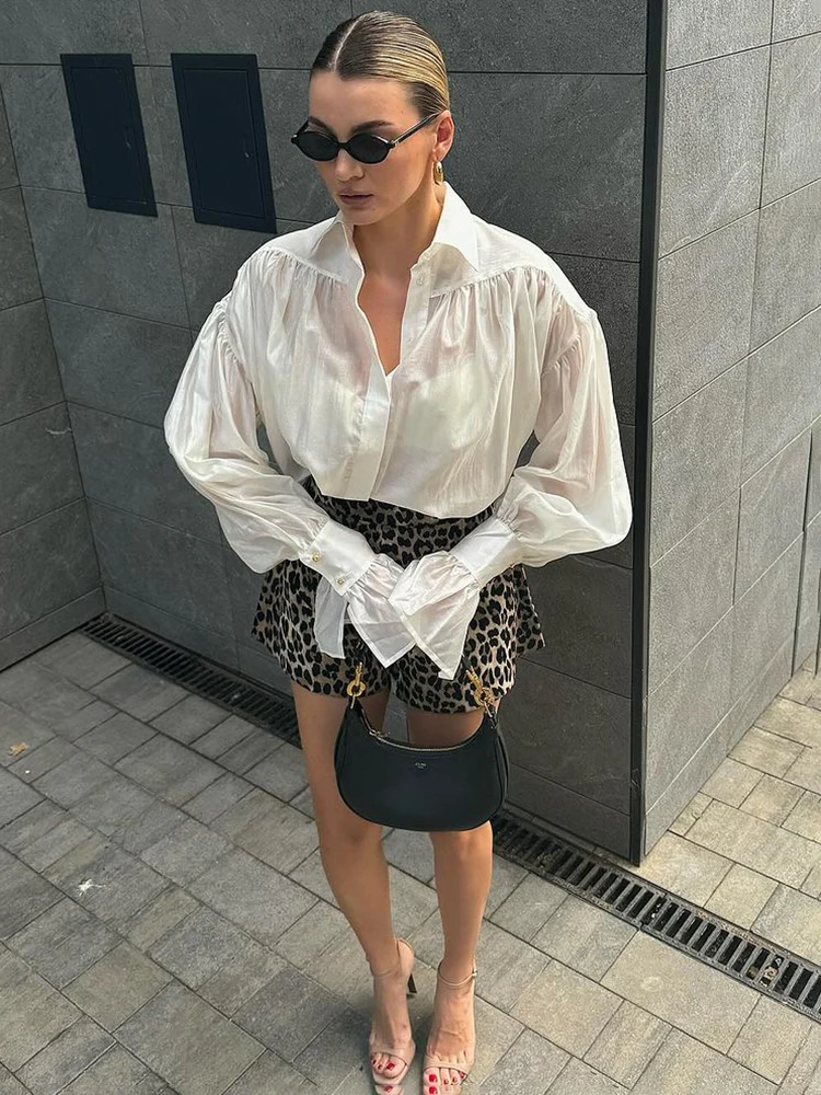 TARUXY エレガントなルーズピンクシャツオフィス女性の長袖ボタンラペルブラウス秋のファッション無地ハイストリート女性トップ