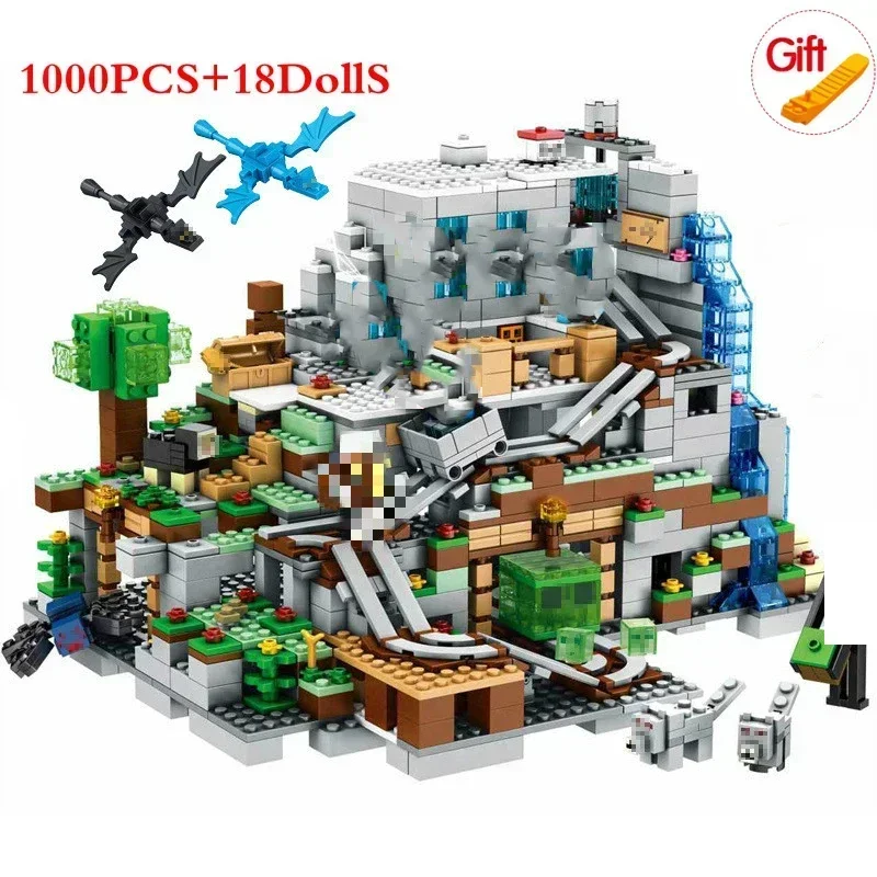 2024 新しい互換性私の世界 Minecraftinglys ビルディング村市ツリーハウス滝軍馬レンガのおもちゃ子供のギフト