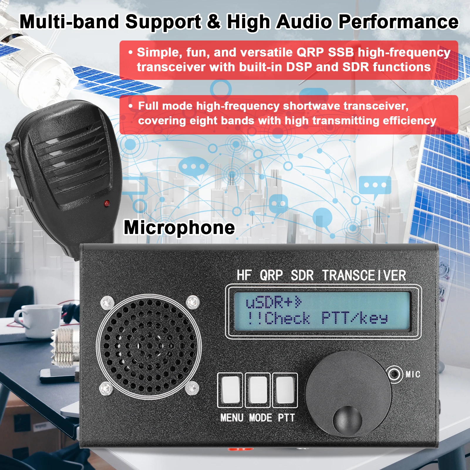 USDX QRP uSDX 8 Bands SDR All Mode High Frequency SSB QRP Transceiver with Power and SWR Indicator SDR Transceiver