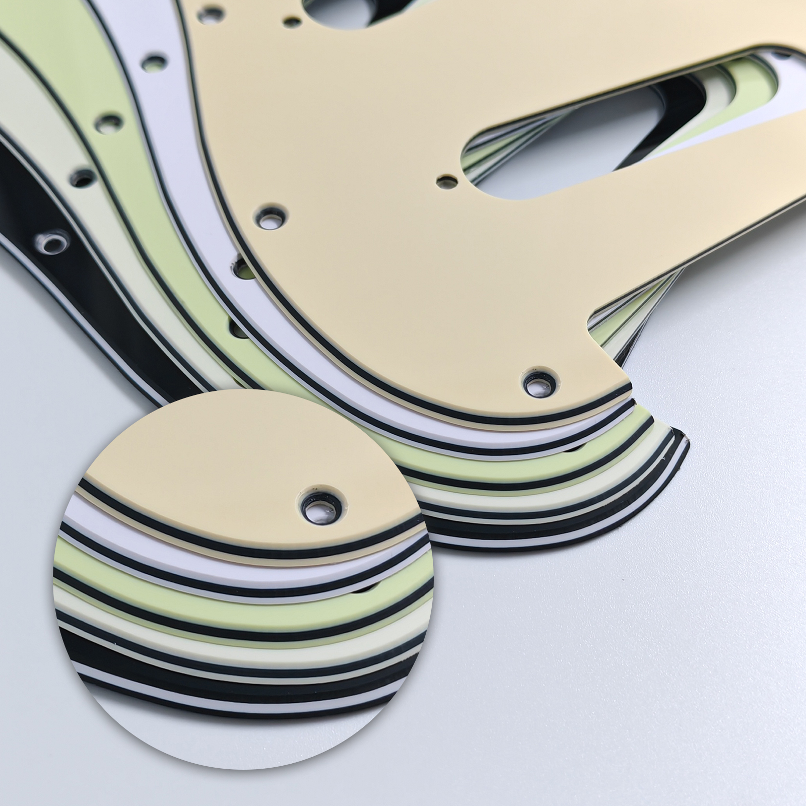 Protector de guitarra eléctrica PHRILM SSS11hole ST, golpeador Stratocaster de 3 capas con protector de papel de aluminio, se adapta al estándar americano/mexicano