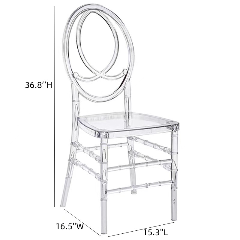 Transparenter Stuhl aus Acryl, Hochzeitsstuhl, abnehmbarer Chiavari-Hochzeitstag im Freien, Partysammlung in Hotelhaus oder Kirche