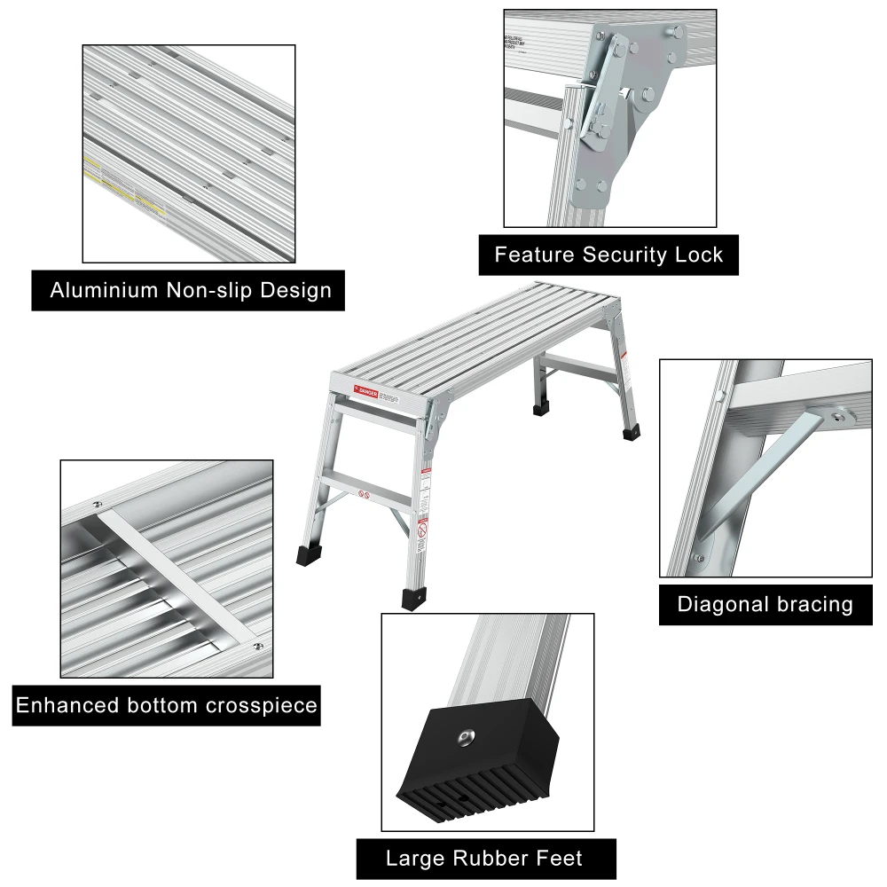 40" Multi Functional Aluminum Alloy Household Car Wash Stool Decoration Portable Folding Tool Climbing Platform Two-step Ladder