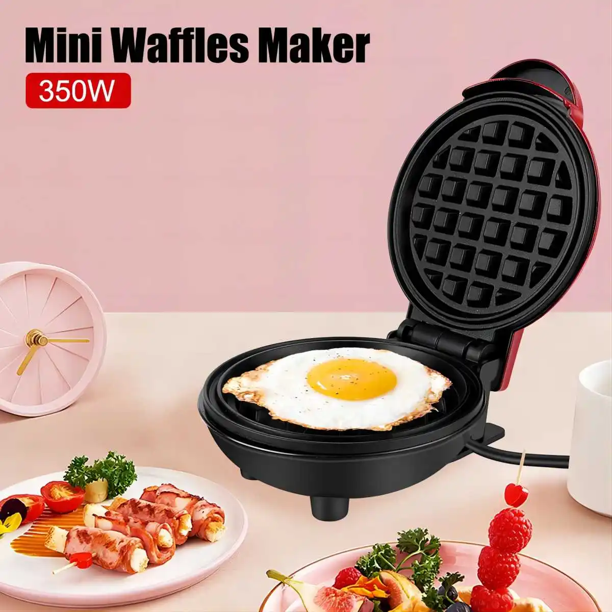 Mini Multifuncional Electric Waffle Maker, Forno De Bolo De Sanduíche, Molde do Café da Manhã, Utensílios de cozinha