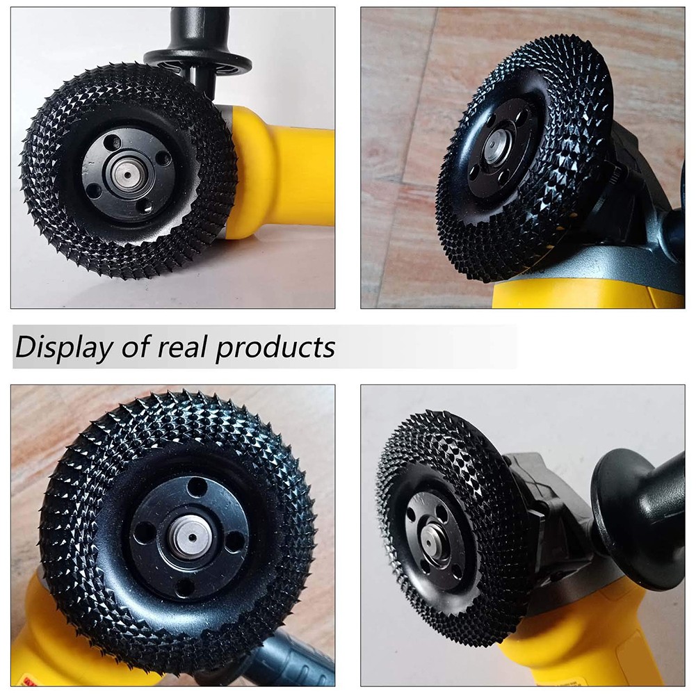 Muela angular de madera redonda de 4 pulgadas, disco abrasivo, amoladora angular, revestimiento de carburo, herramienta rotativa de tallado y lijado para dar forma al orificio de 22mm
