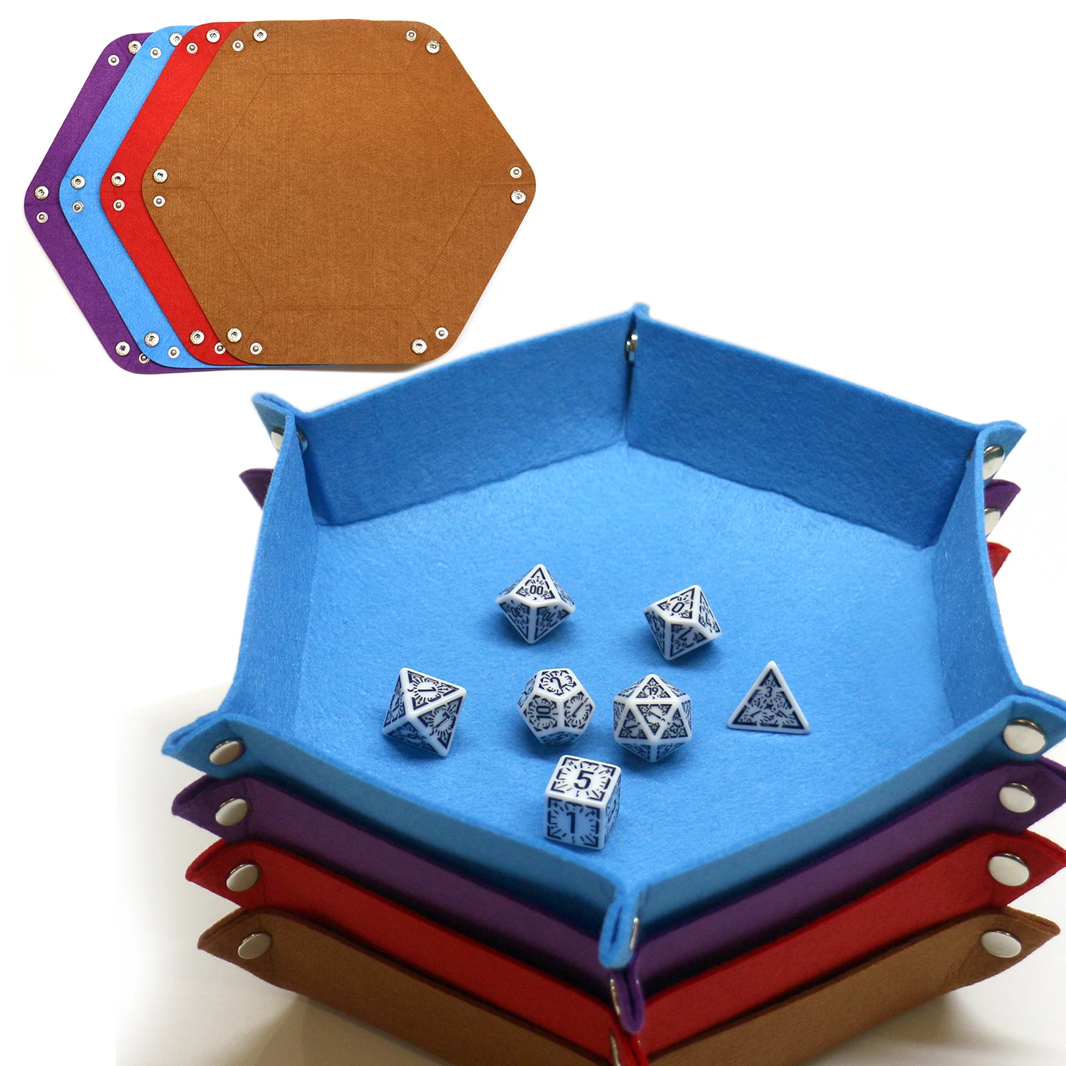1pc conjunto de bandeja de dados dobrável bandejas de dados hexágono bandeja de rolamento de dados de feltro titular para jogos de dados como rpg e outros jogos de mesa