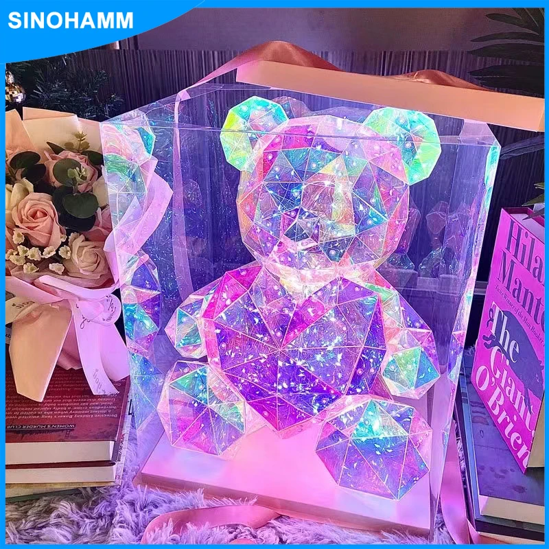 Светящийся детский подарок Te-ddy Bear, искусственная подсветка, Радужный красочный романтический подарок подруге, день рождения, День святого Валентина
