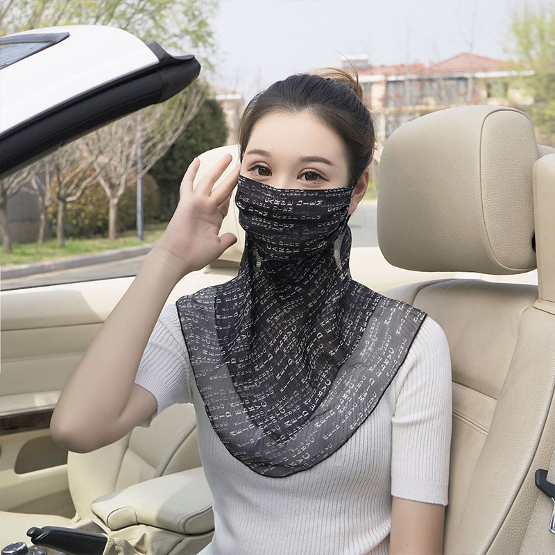 Lụa Phổ Biến Trang Chống Nắng 100% Dâu Tằm Lụa Cổ Áo Voan Thoáng Khí Mỏng Phần Chống Nắng Che Nắng Khẩu Trang Nữ Mùa Hè