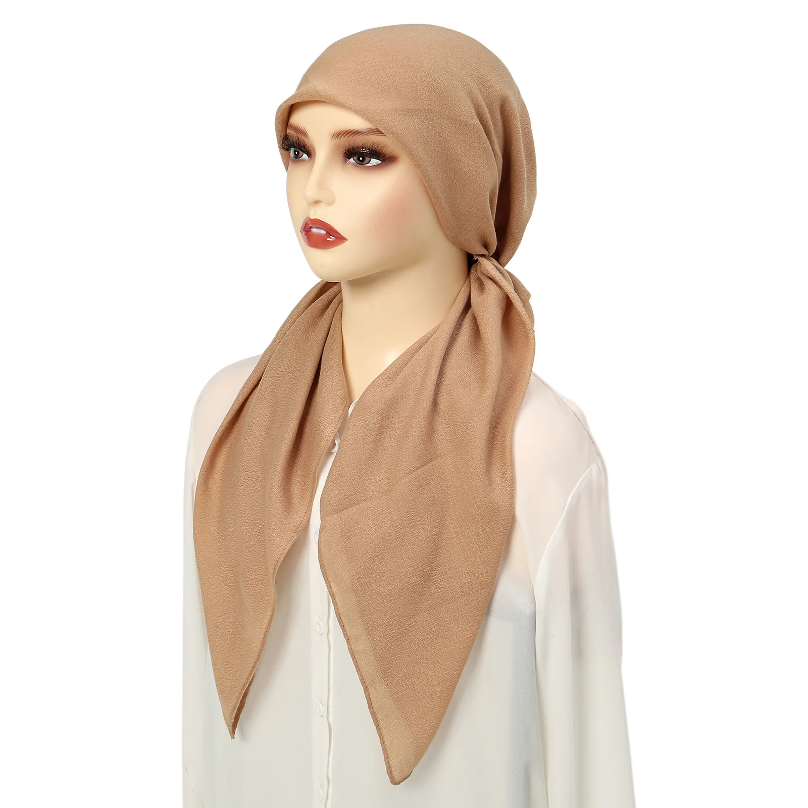 Cor sólida algodão linho turbante hijab chapéus moda cabeça envolve chapéus muçulmanos respirável quimio boné para mulheres meninas