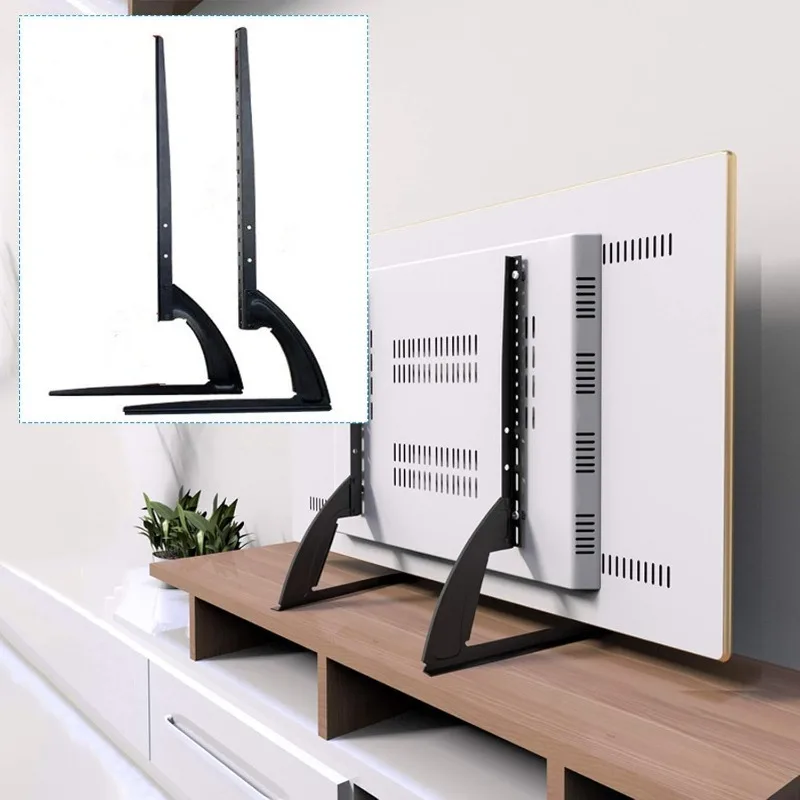 JINPRDAMZ Universeller TV-Ständer – verstellbare Füße, passend für 32-70-Zoll-Fernseher, bis zu 35 kg, Schwarz