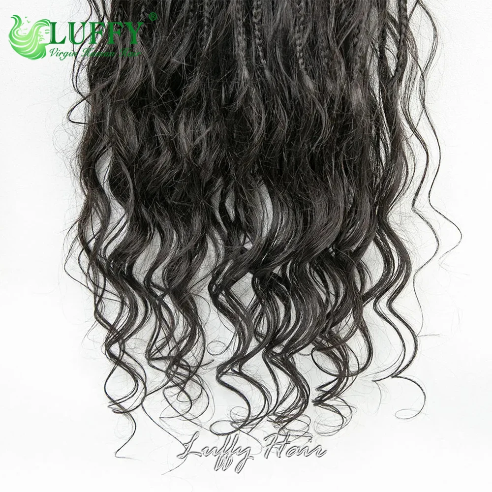 Tranças pré-looped Box com termina ondulada para as mulheres, Crochet Boho tranças, cabelo humano, solto Wave Braiding