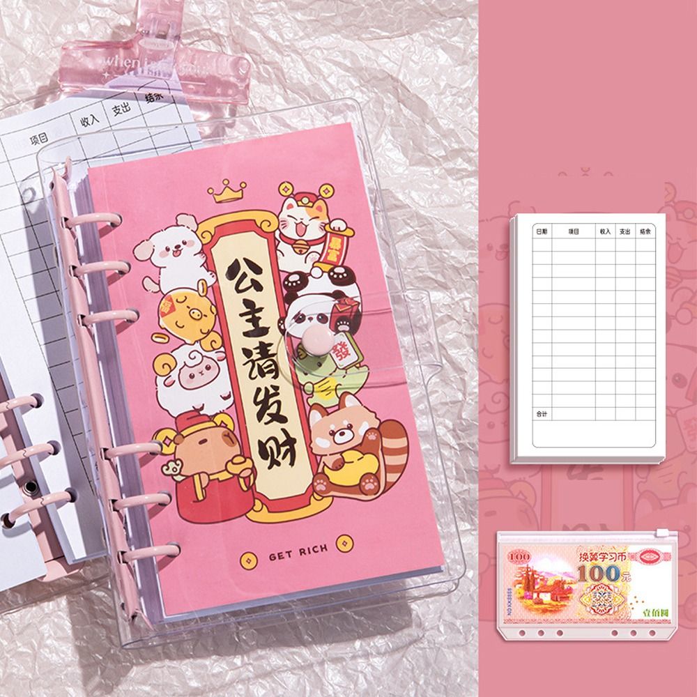 100 Sheets Saving Money Binder Portable PU Leather Budget Binder Refillable Savings Handbook Planner Organizer New Year's Gift