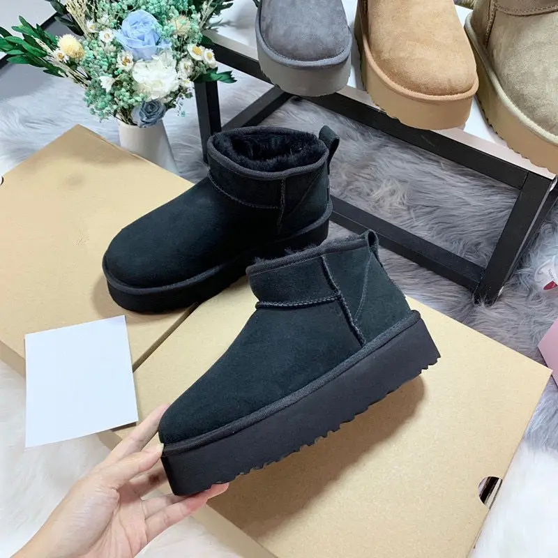 2026 New Classic Ultra Mini Platform Boots Leather Suede Wool Comfort Winter Womens Fur Slippers k98 ?34-53 seziS uggS
