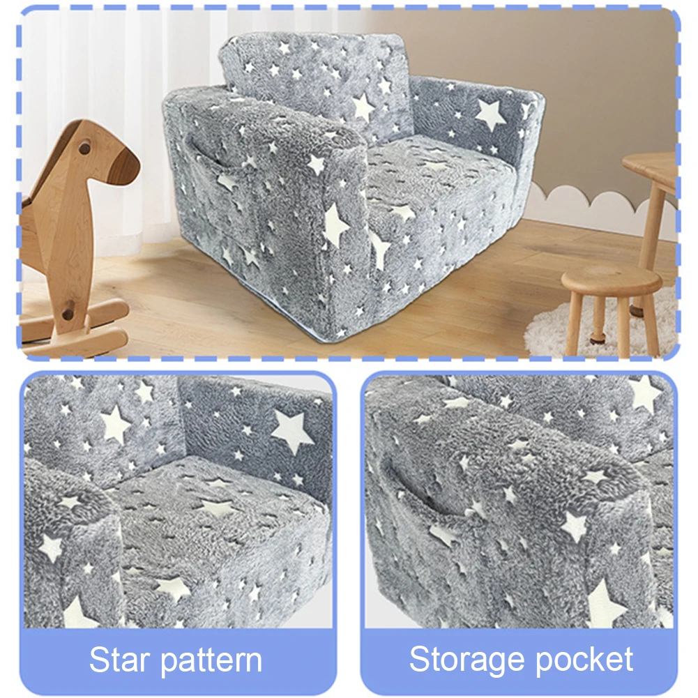 Glow in The Dark divano aperto Extra morbido divano convertibile per lettino Glow in Dark sedia convertibile in schiuma di peluche per ragazze e ragazzi