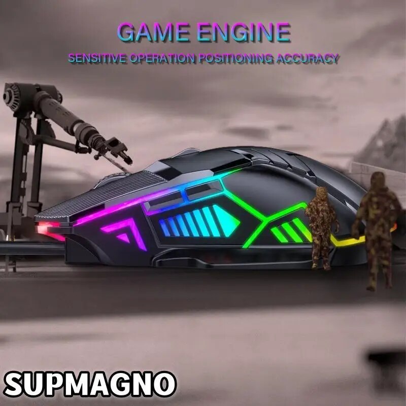 GM6 przewodowa mysz myszy RGB przewodowy komputer Mause podświetlany diodami LED ergonomiczna mysz do gier do laptopa PC