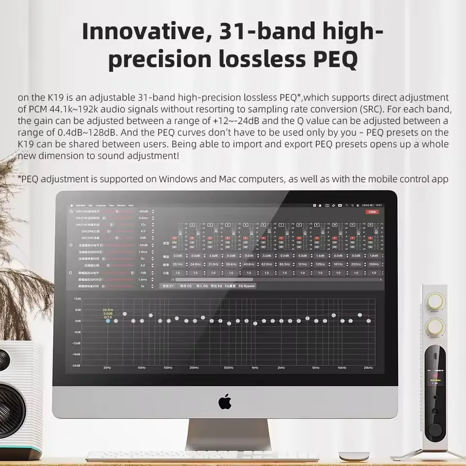 FiiO K19 Amplifier Headphone DAC Desktop Unggulan Audio Resolusi Tinggi Dekoder HIFI ES9039SPRO Ganda DSD512 31-band PEQ XMOS XU-316
