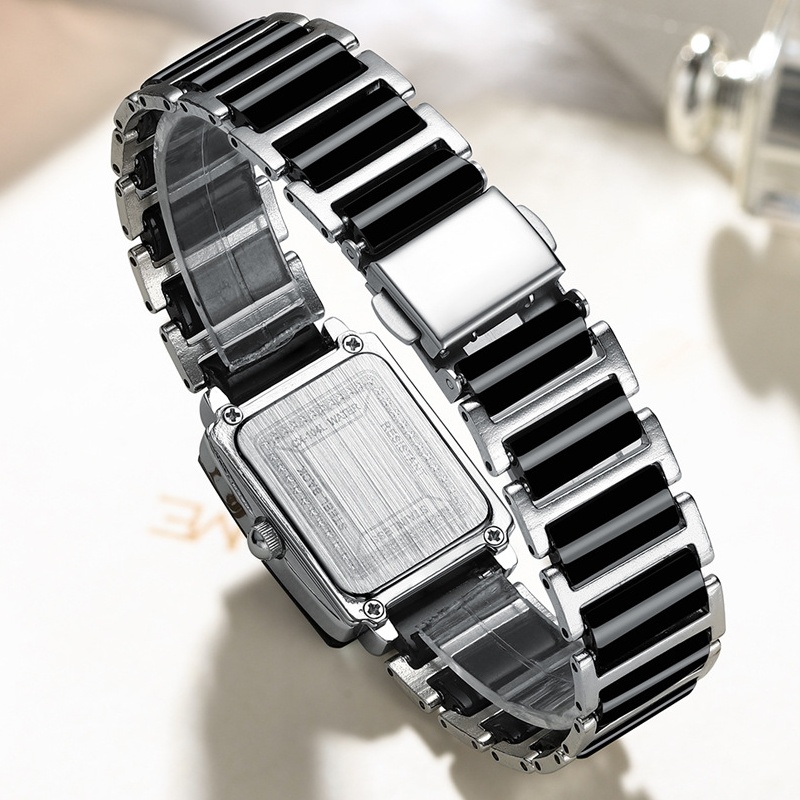Chenxi 104a elegante casal relógio prata pulseira de cerâmica à prova dwaterproof água simples relógio de quartzo moda feminina casal data relógio